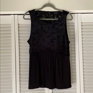 Date night top w/ velvet botanical embellishment